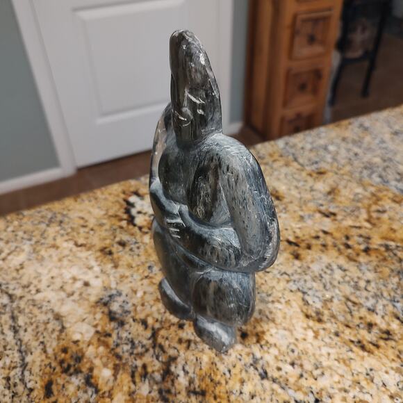 Vintage African/Inuit Soapstone Carving Human Figure Sculpture Black - Picture 2 of 8